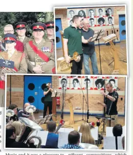  ??  ?? Ian Porthouse standing in second row behind Dewi Griffiths (cornet) and three members of Tredegar Town Band along with Army musicians