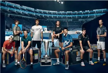  ??  ?? TOP CAST: Novak Djokovic (third right) and Rafael Nadal (third left) are among the leading players who will be battling it out for top honours in the season-ending tournament. — ATP Tour Twitter