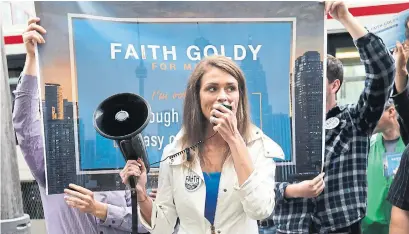  ?? RICHARD LAUTENS TORONTO STAR FILE PHOTO ?? More than 25,000 voted for Faith Goldy in the mayoral election. She was most popular in south-central sections of Etobicoke.