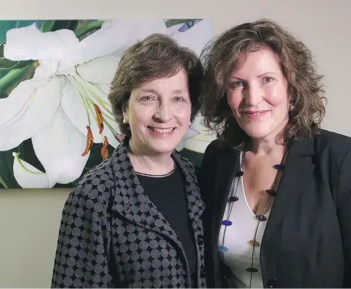  ?? GAVIN YOUNG ?? Calgary Herald columnist Licia Corbella, right, poses with Dr. Ardythe Taylor at Calgary’s Breast Cancer Supportive Care Centre earlier this month.