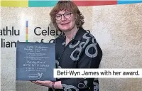  ?? ?? Beti-wyn James with her award.