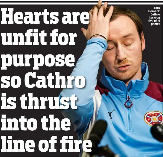  ??  ?? Fifth element: Cathro has won five of 19 games