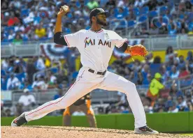  ??  ?? Tayron Guerrero durante su debut con los Marlins de Miami, el pasado jueves.