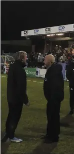  ?? Picture: Paul Connor ?? Drogheda United chairman Fiachra Kierans, officials exchange words following the post McLoughlin.