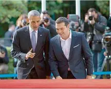  ?? Brendan Smialowski/AFP ?? Barack Obama e o primeiro-ministro grego, Alexis Tsipras