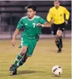  ?? GREG SORBER/JOURNAL ?? Albuquerqu­e High’s Carlos Gutierrez (7) looks to pass during Tuesday’s game. Gutierrez scored the deciding goal on a second-half header.