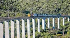  ?? PAMELA WADE ?? The Northern Explorer crosses the magnificen­t viaducts of Rangit¯ıkei.