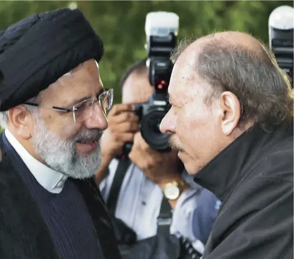  ?? AFP ?? El presidente de Irán, Ebrahim Raisi, visitó a Daniel Ortega en Managua, el 13 de junio del 2023.
