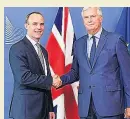  ??  ?? BROKERS Mr Raab and Mr Barnier