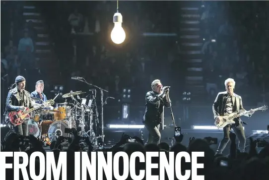  ?? RICH FURY / INVISION/ THE ASSOCIATED PRESS ?? U2 performs in Inglewood, Calif., last month as part of the Innocence and Experience Tour. This is the last band that still explicitly insists live performanc­e must be significan­t beyond just entertainm­ent.