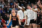  ?? José Luis Villegas/Associated Press ?? Princeton guard Blake Peters (24) screams after making a 3-point shot in the second half of the team’s second-round college basketball game against Missouri in the men’s NCAA Tournament Saturday in Sacramento, Calif.