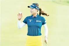  ??  ?? Ryu So-yeon of South Korea celebrates a birdie putt on the 18th green during the third round of the KPMG Women’s PGA Championsh­ip, at Kemper Lakes Golf Club in Kildeer, Illinois, on June 30, 2018.