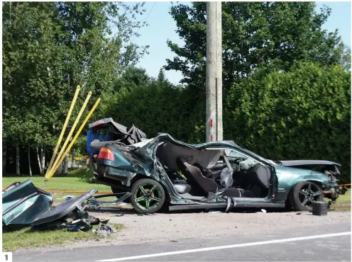  ?? PHOTOS AGENCE QMI, GUY MARTEL ET MATHIEU WAGNER ?? 1. Un accident mortel est survenu vers 4 h 30 hier matin, sur la route 175 à St-Lambert-de-Lauzon, en Beauce. 2. Un motocyclis­te est décédé dans une collision survenue, hier matin, sur l’autoroute Charest en direction est en direction du boulevard...