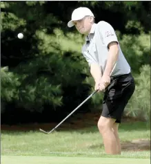  ?? PHOTO PROVIDED ?? Bennett Christy chips a shot for Plymouth golf.