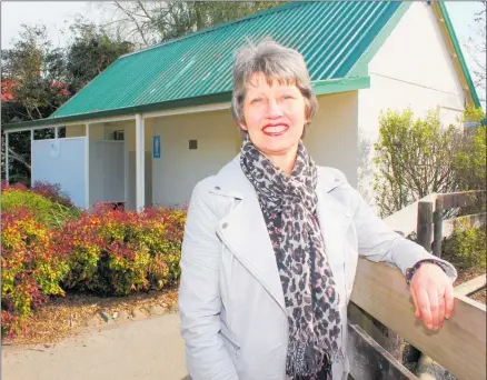  ?? Photo / Dean Taylor ?? Waipa¯ District councillor Clare St Pierre outside Pirongia’s no longer fit-for-purpose public toilets which will be replaced with assistance from the Ministry of Business, Innovation and Employment.