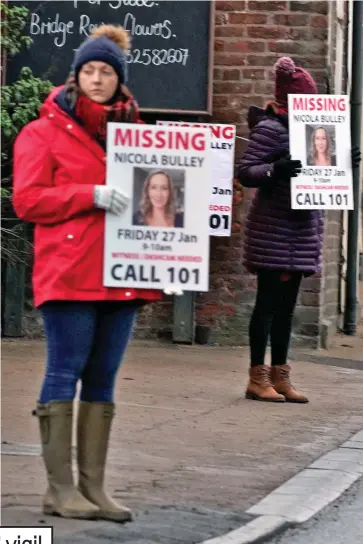  ?? ?? Appeal: Friends with posters of Ms Bulley in St Michael’s on Wyre