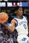  ?? JOHN BAZEMORE/AP ?? Kentucky guard Rob Dillingham (15.4 points, 3.9 assists per game) has climbed up draft boards as a freshman despite his backup role.