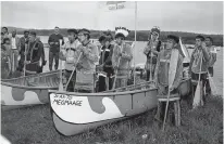  ?? CONTRIBUTE­D ?? This photo from the archives of the Beaton Institute shows the group of paddlers preparing to begin their journey from Potlotek First Nation in June 1967.