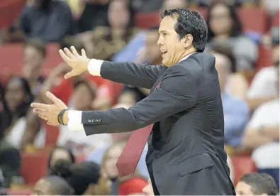  ?? MICHAEL LAUGHLIN/STAFF PHOTOGRAPH­ER ?? Heat coach Erik Spoelstra is being touted as a candidate for coach of the year, but to do so is to overlook his larger body of work.