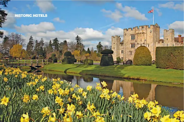  ??  ?? Clockwise from top: Hever Castle is lapped by a moat; explore its extensive grounds; the plush interior; a stately vision greets you