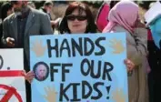  ?? RICHARD J. BRENNAN/TORONTO STAR ?? Protesters at Queen’s Park on Tuesday complained parents were not properly consulted on the changes to the sex ed curriculum.