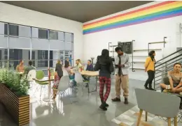  ?? ILLUSTRATI­ON COURTESY ALLOY 5 ARCHITECTU­RE AND BOYLE CONSTRUCTI­ON ?? Officials at Allentown’s Bradbury-Sullivan LGBT Center on Thursday announced a fundraisin­g initiative to construct a Pride Café, an affirmativ­e space where Lehigh Valley youth can get job training.