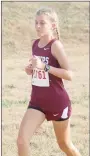  ??  ?? Siloam Springs sophomore Chloe Maxwell finished seventh overall with a time of 20:50.9 on Friday at the Class 6A cross country meet at Oaklawn Park in Hot Springs.