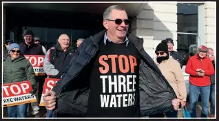  ?? JOHN BISSET/STUFF ?? Graham Smith at the Taxpayers’ Union Three Waters protest in Timaru in July.