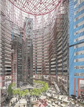  ?? VISUALIZED­CONCEPTS/LANDMARKS ILLINOIS/JAHN ?? A rendering showing a refurbishe­d James R. Thompson Center, with its atrium becoming outdoor space.