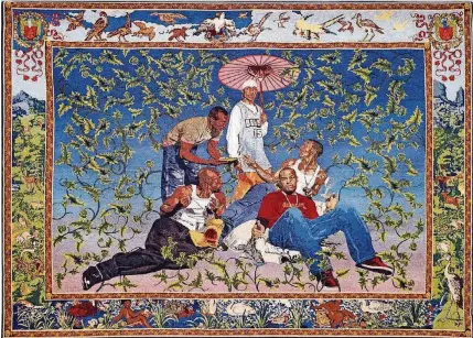  ?? CONTRIBUTE­D ?? “The Gypsy Fortune Teller,” a tapestry by Kehinde Wiley now on display in an exhibit at the Boca Raton Museum of Art through October.