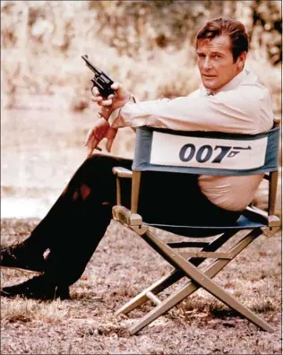  ??  ?? British actor Roger Moore, playing the title role of secret service agent 007, James Bond, is shown on location in England in 1972. Moore, played Bond in seven films, more than any other actor.