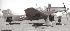  ??  ?? Below: The Ju 87 Stuka’s career as a dive-bomber was short-lived because Allied fighters had them for lunch. (Photo courtesy of EN-Archive)