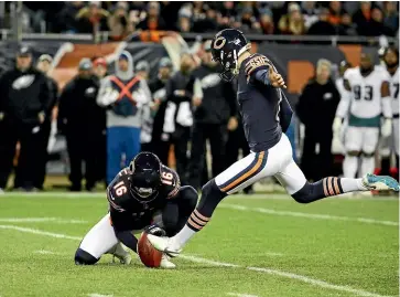  ?? GETTY IMAGES ?? Chicago Bears kicker Cody Parkey missed the game-winning field goal yesterday.