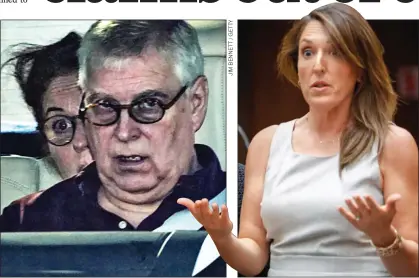  ??  ?? COURT FIGHT: Prince Andrew with ex-wife Sarah Ferguson, and Blair Berk, right, the lawyer known as ‘The Rottweiler’