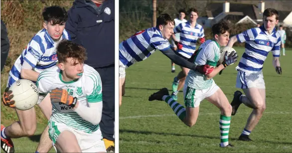  ??  ?? Paul Hearne of St. Peter’s has Oisín Doyle watching his every move. Luke Kavanagh of St. Peter’s darting through a gap between Ian Shanahan and Brendan McDonald.