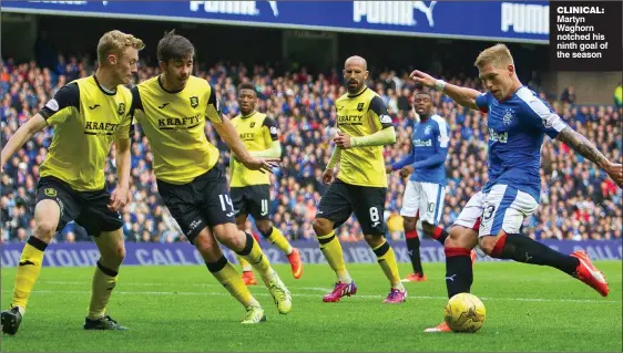  ??  ?? CLINICAL: Martyn Waghorn notched his ninth goal of the season