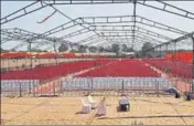  ?? HT PHOTO ?? ■ The venue of the Akali Dal’s poll khol rally in Faridkot.