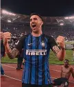  ??  ?? VECINO GOL: QUARTO POSTO Il 20 maggio 2018, all’Olimpico, nello «spareggio» Champions con la Lazio, l’Inter di Spalletti ribalta il 2-1 biancocele­ste negli ultimi 12’: al 78’ Icardi su rigore, all’81’ l’apoteosi con Vecino GETTY