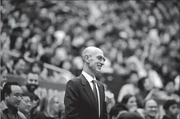  ?? AP FILE PHOTO ?? In this Oct. 8, 2019 file photo, NBA Commission­er Adam Silver is introduced during an NBA preseason game between the Rockets and Raptors in Saitama, near Tokyo. Silver said that the league is considerin­g all options, bestcase, worst-case and countless ideas in between, as it tries to come to grips with the coronaviru­s pandemic.