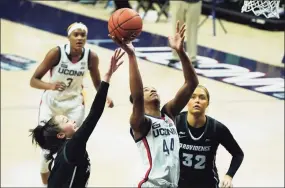  ?? David Butler II / Associated Press ?? UConn’s Aubrey Griffin (44) shoots against Providence in the second half on Saturday.