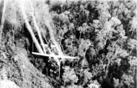  ?? ASSOCIATED PRESS/FILE 1966 ?? A US Air Force C-123 flies low along a South Vietnamese highway spraying defoliants in 1966. Dr. Suzanne M. De La Monte is studying how veterans exposed are more prone to diseases.