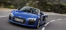  ??  ?? Audi’s R8 Spyder shares much of its genetics with Lamborghin­i’s Huracan.