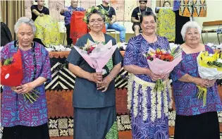  ?? PHOTO: CAROL EDWARDS ?? Founders . . . Four of the original members from 1989 in (from left) Tima Taiti, Ana Perkins, Olivia Malama, and Toe Taiti are acknowledg­ed at the 30th anniversar­y celebratio­n of the group in 2019.