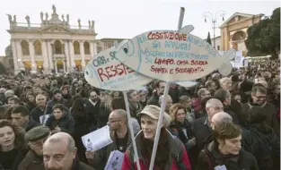  ??  ?? RALLY: The rally began in Rome’s Piazza San Giovanni on Saturday afternoon, where thousands of people had gathered.