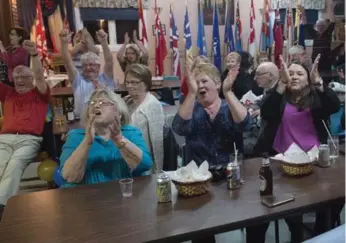  ?? ANDREW VAUGHAN/THE CANADIAN PRESS ?? Gander residents celebrate Come From Away’s sole Tony Award at the Royal Canadian Legion Branch 8.