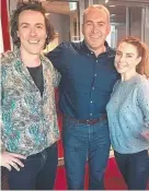  ??  ?? Mark Beretta (centre) at Nova studios with Tim Blackwell and Kate Ritchie.