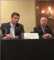  ?? FILE PHOTO ?? Assembly members Jake Ashby, left, and John McDonald III answer questions during a recent panel discussion.