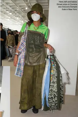  ?? ?? Here, left and below: Street style at Comme des Garçons Sample Sale in New York.