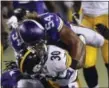  ?? TOM E. PUSKAR — THE ASSOCIATED PRESS ?? Vikings inside linebacker Eric Kendricks (54), the younger brother of Eagles linebacker Mychal Kendricks, has been particular­ly effective in the double A gap blitz during Minnesota’s 5-0 start this season.