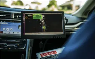  ?? CHRISTIE HEMM KLOK, NEW YORK TIMES ?? A Voyage self-driving car inside the Villages Golf and Country Club in San Jose, Calif.